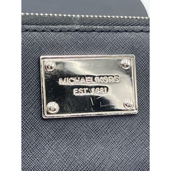 Michael Kors Zip-around Continental Black Genuine Leather Jet Set Wallet - Picture 5 of 14